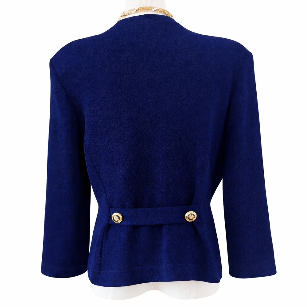 Vintage St John Navy Santana Knit Blazer Gold Button Quiet Luxury - Picture 2 of 4